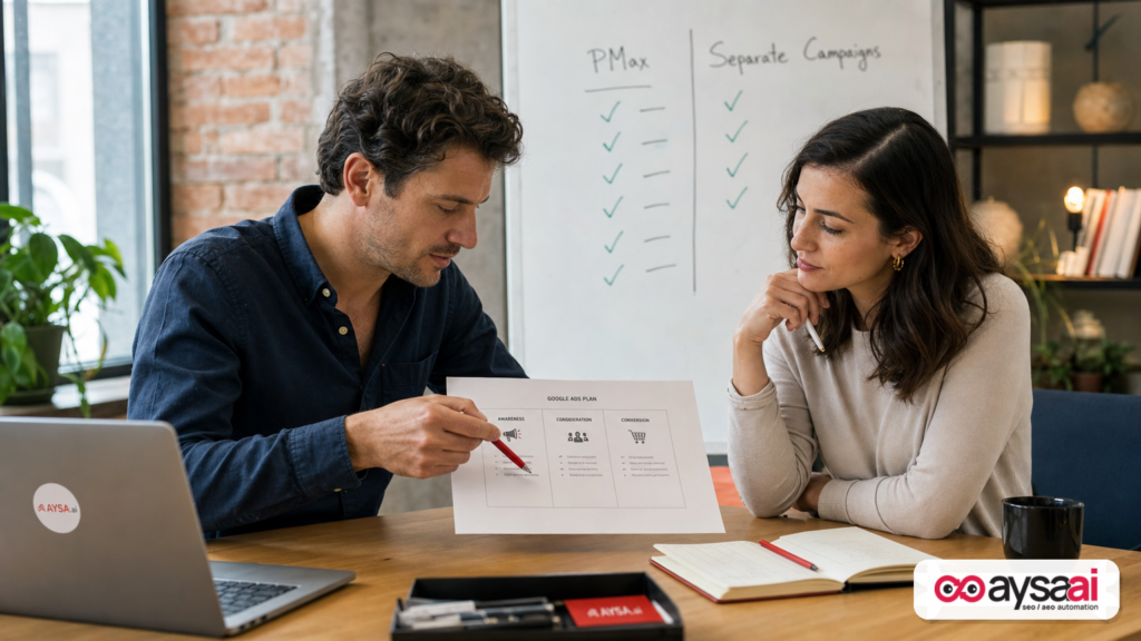 Featured image for Performance Max vs. Separate Google Ads Campaigns: The Real Decision Framework (And Why Your SEO/AEO Needs To Be In The Room)