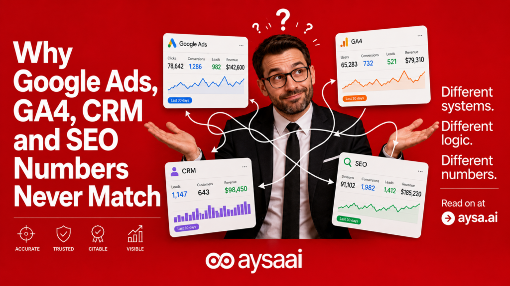 Why Google Ads, GA4, CRM and SEO Numbers Never Match