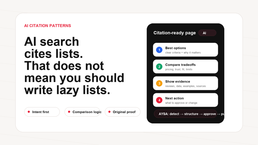 AI search citations and listicle SEO strategy explained by AYSA