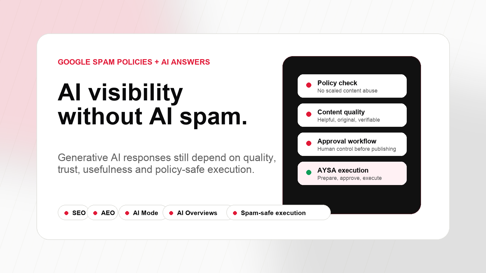 AYSA visual explaining AI visibility without AI spam