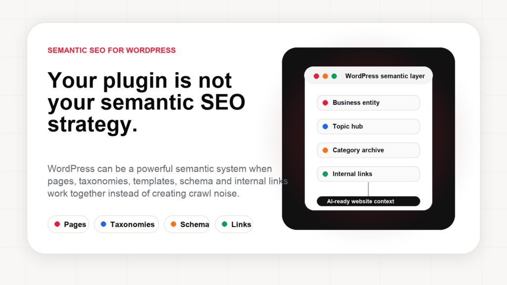 Semantic SEO for WordPress pages taxonomies schema internal links and AI search readiness