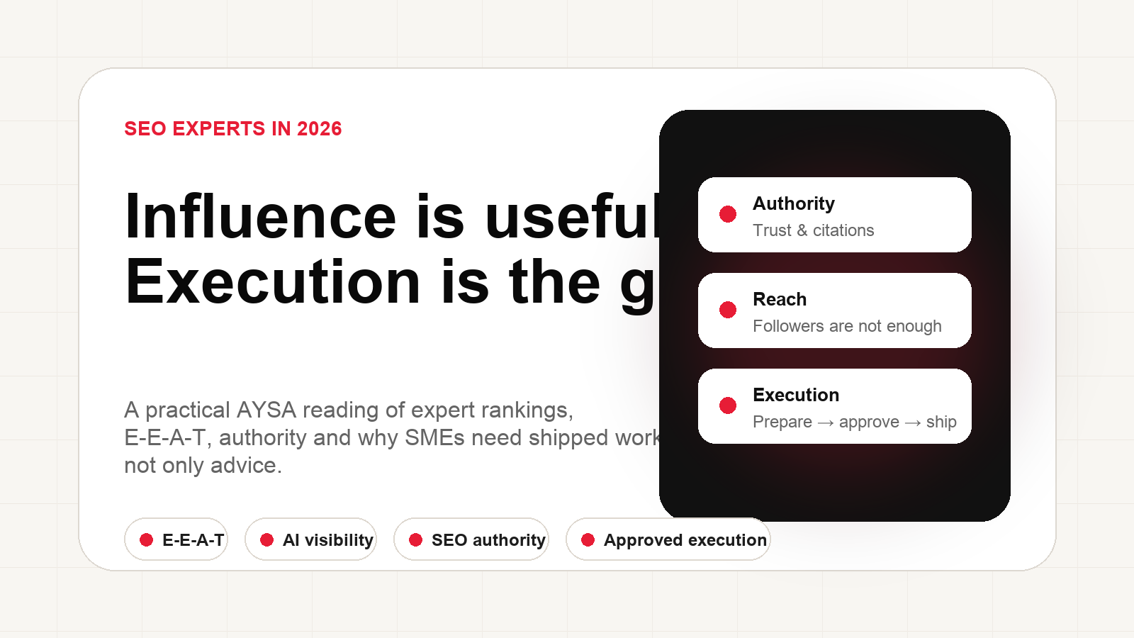 AYSA analysis of SEO expert influence authority and execution gap in 2026