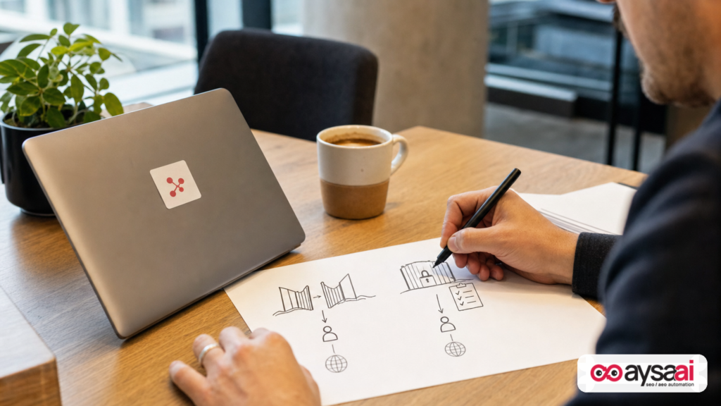 A marketer sketches the difference between open access and an approved allowlist gate for web crawlers.
