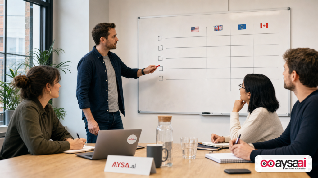 A team workshop using a market-by-market checklist for knowledge integrity.