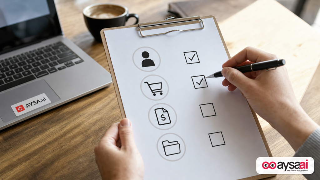 Checklist representing the four surfaces needed for AI-agent-ready purchasing.