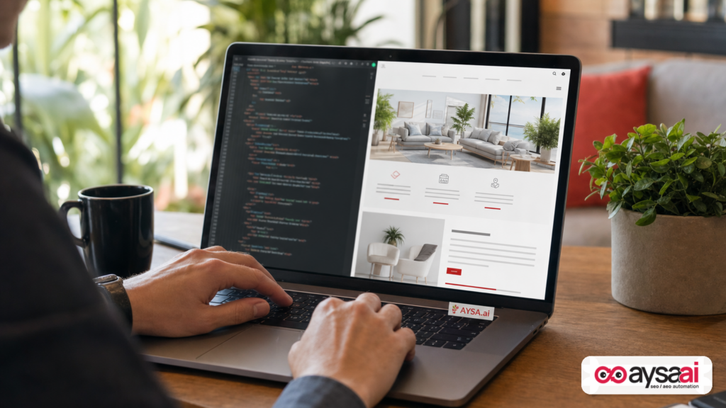 Developer comparing raw HTML versus a rendered browser view