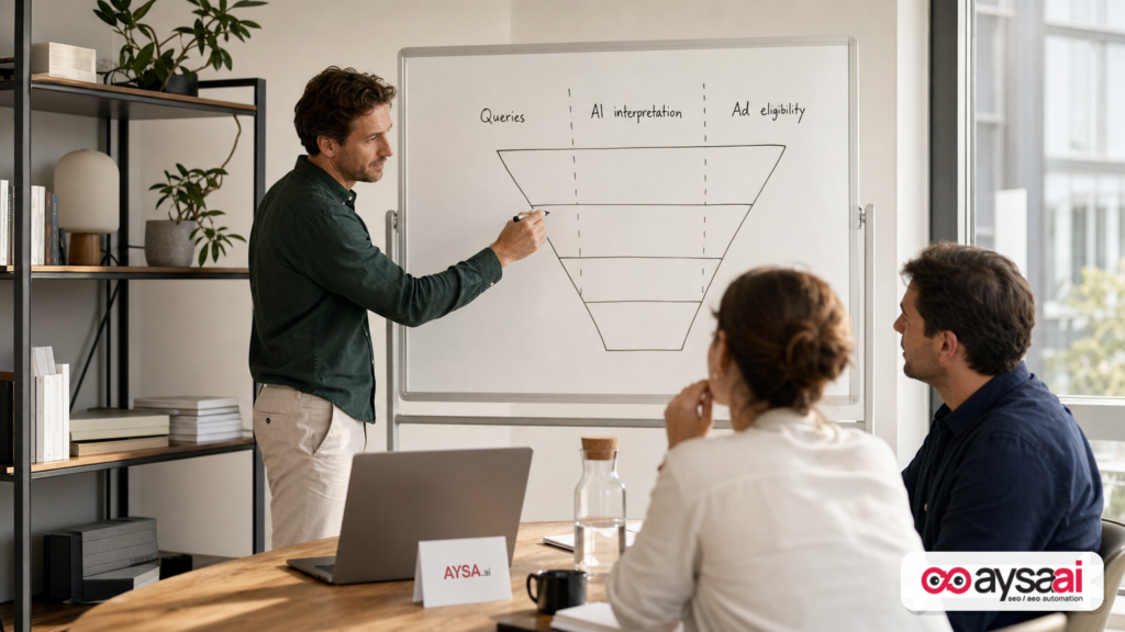 Marketer explaining how AI interpretation changes ad eligibility beyond exact keywords.
