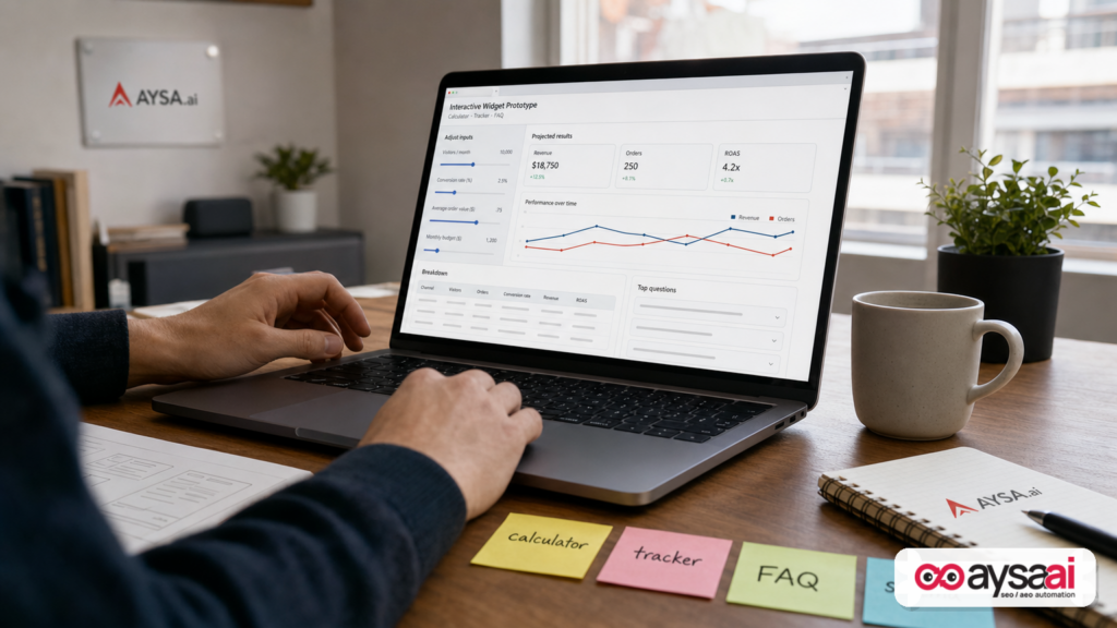 Marketer prototyping an interactive widget and content formats for AI search.