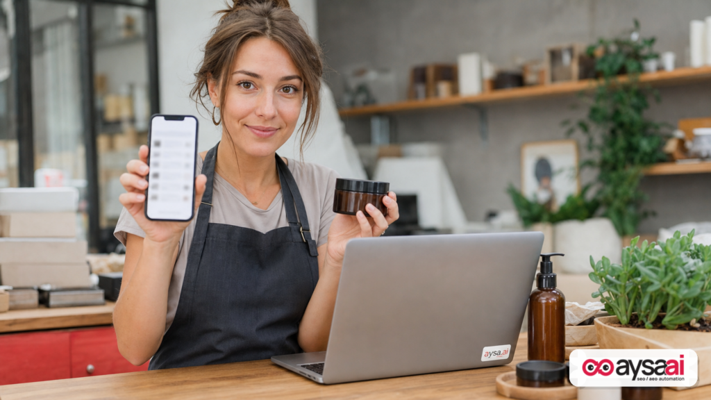 Small business owner evaluating short-form content performance on a phone during onboarding.