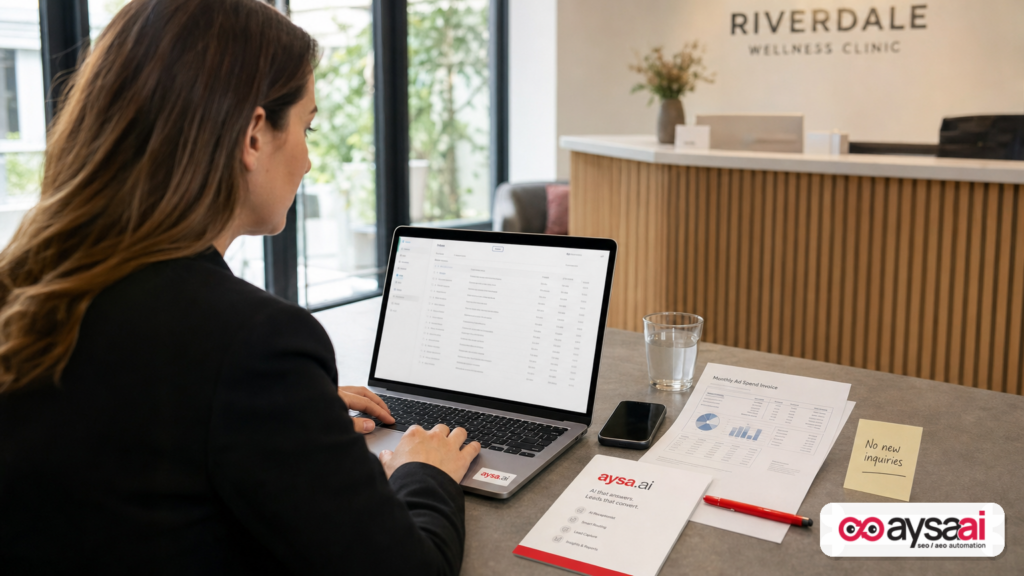 Small business team noticing no new inquiries despite ongoing ad spend