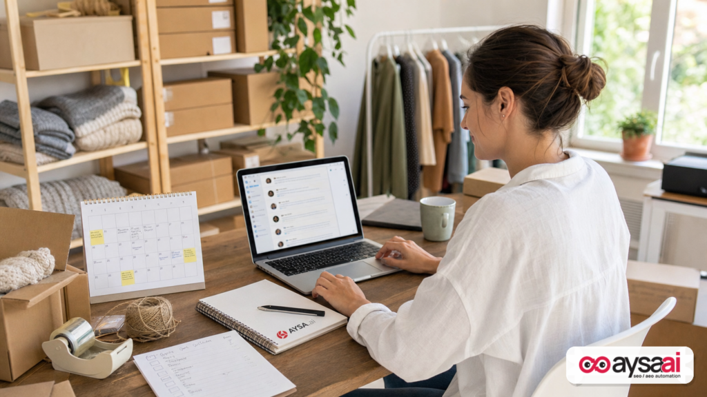 Small ecommerce owner juggling operations and content tasks, representing how scale can overwhelm manual quality checks.