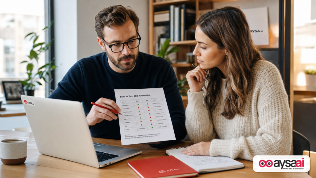 Featured image for Build vs. Buy for SEO Automation in the AI Search Era: A Practical Decision Framework for SMEs and Agencies