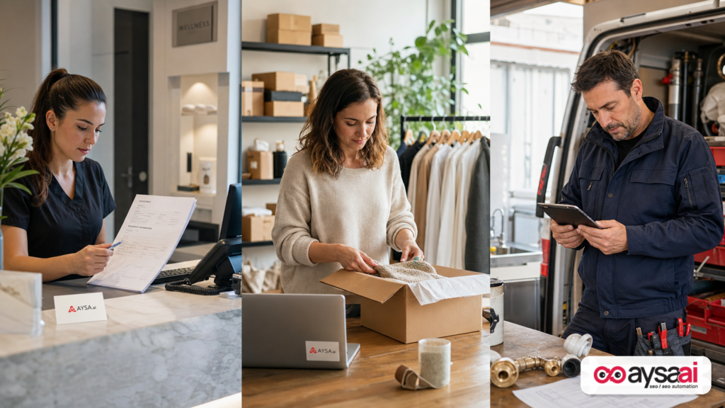 Clinic, ecommerce, and local service operators handling real customer friction moments like insurance, returns, and permits.