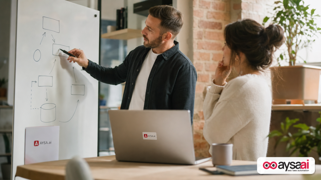 Founder and marketer reviewing a simple decision flow for which technical SEO issues to fix first.