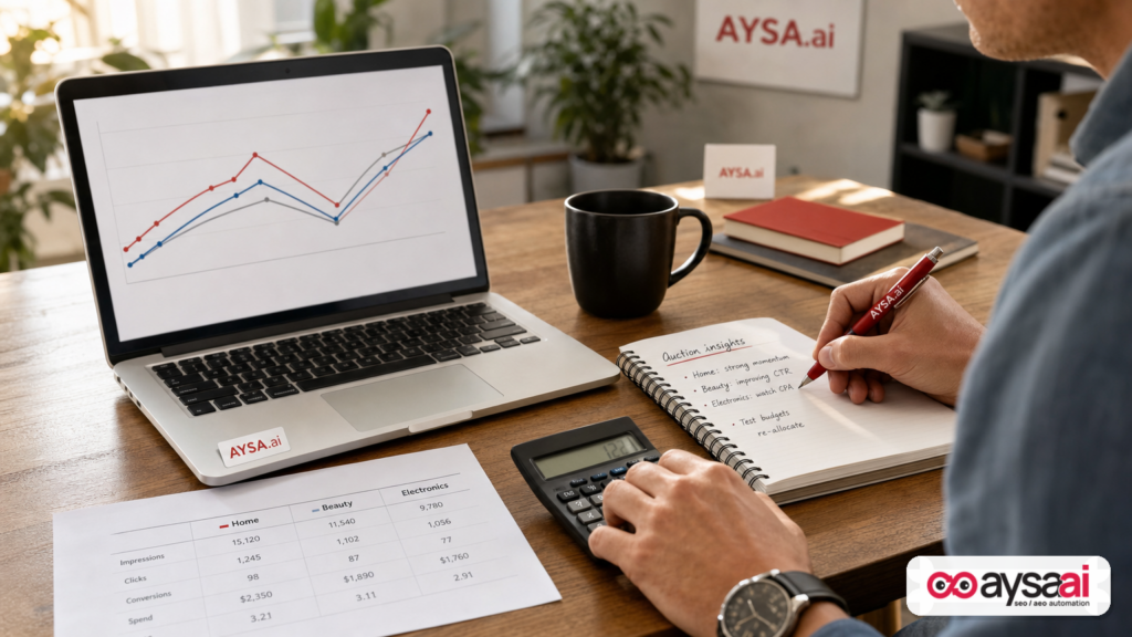Marketer calculating the impact of auction changes on category-level performance.