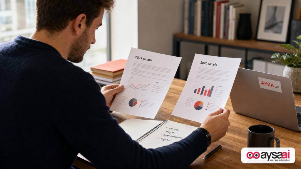 Marketer comparing two research summaries to understand why conclusions can change year to year.