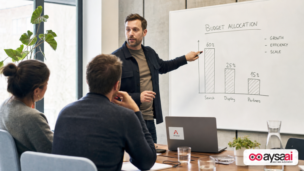 Marketer explaining differences between Search, Display, and partner network performance for an automated campaign.