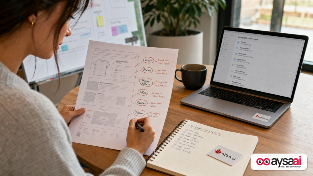 Marketer marking up a webpage structure for better AI and search visibility.