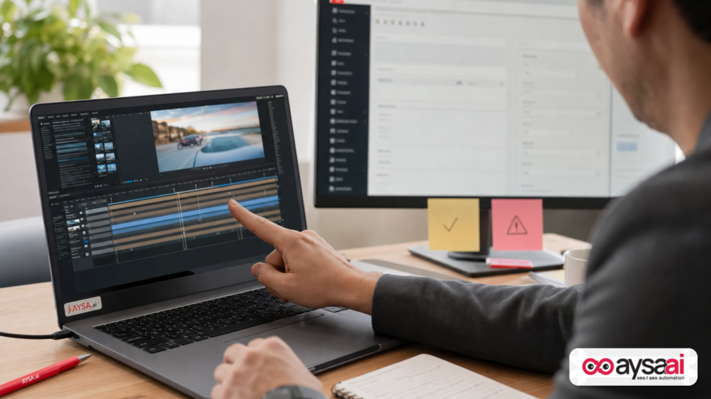 Marketer reviewing a screen-recorded walkthrough as a repeatable workflow