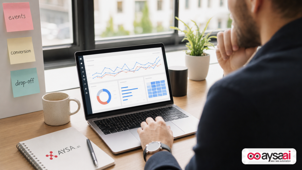 Marketer reviewing event-based conversion analytics to understand how AI-driven sessions affect revenue.