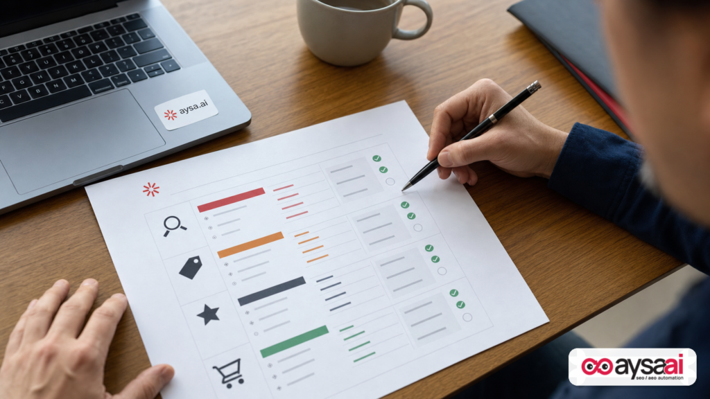 Printed performance report with multiple sections representing a multi-signal measurement approach beyond traffic.