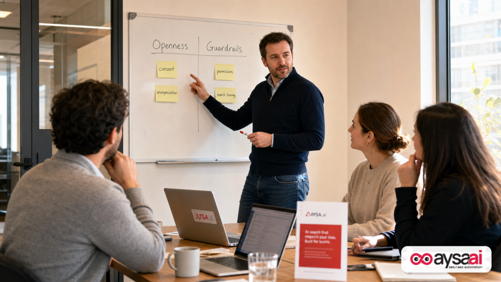 SME team discussing openness versus security guardrails for data access and AI assistants