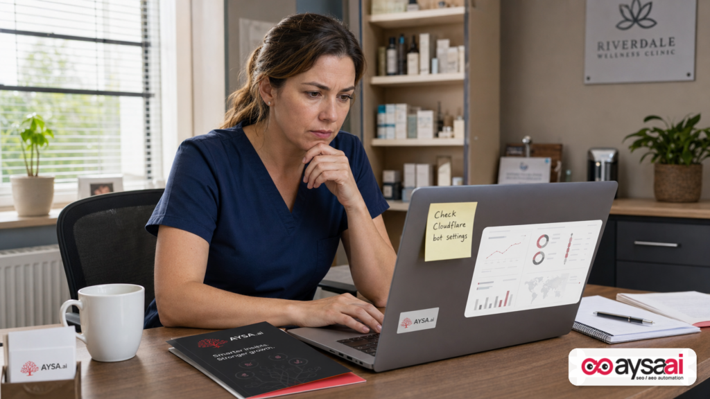 Small business owner reviewing analytics after an unexpected traffic drop.