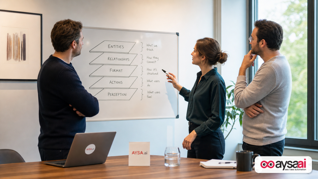 Team mapping the data integrity layers needed for AI agents to interpret a website reliably.