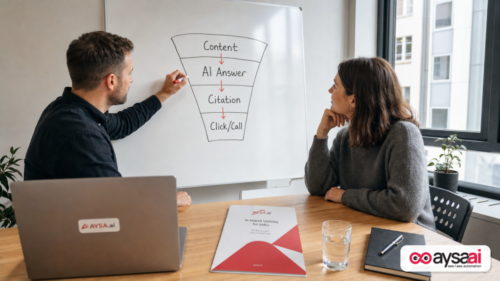 Founder and marketer mapping how website content contributes to AI answers, citations, and clicks.