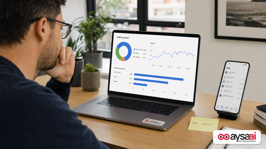 Marketer reviewing analytics with a large Direct/Other bucket and wondering where AI referrals went.