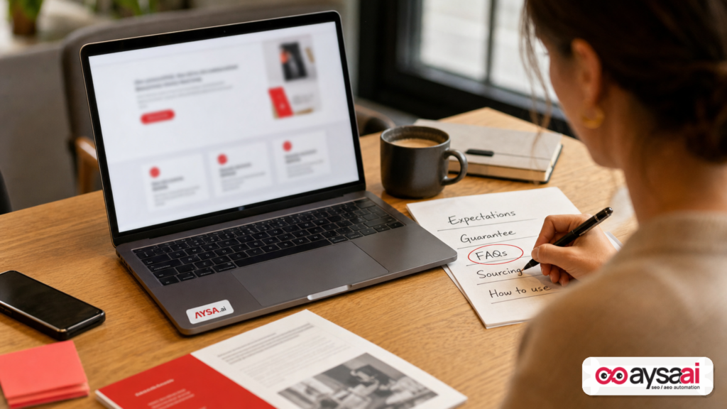 Marketer planning landing page tests around expectations, guarantees, and FAQs instead of bigger claims.